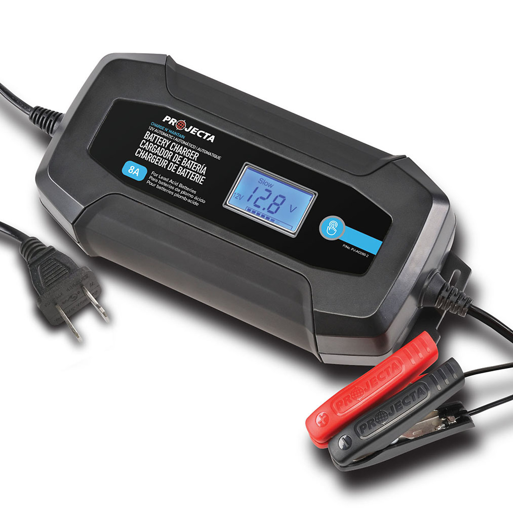 BWI Projecta, 8 Stage Automatic Battery Charger 12V 8.0A, Volts 12 Max. Amps 8 Model# PJ-AC080-2